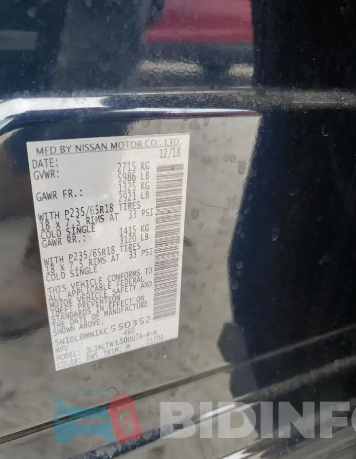 5N1DL0MN1KC550352 Photo# 12