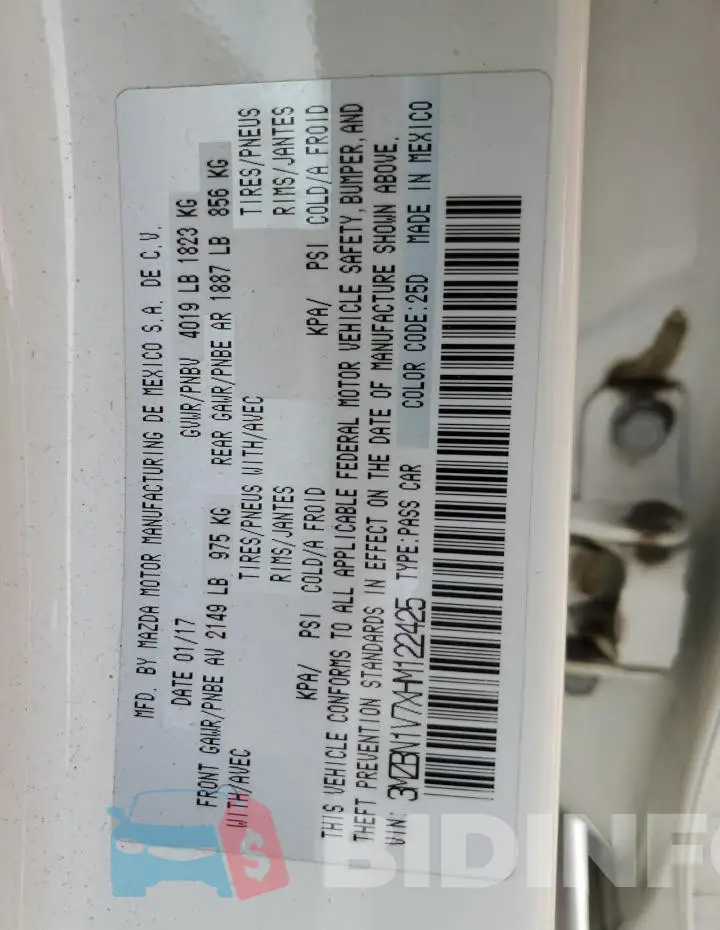 3MZBN1V7XHM122425 Photo# 12