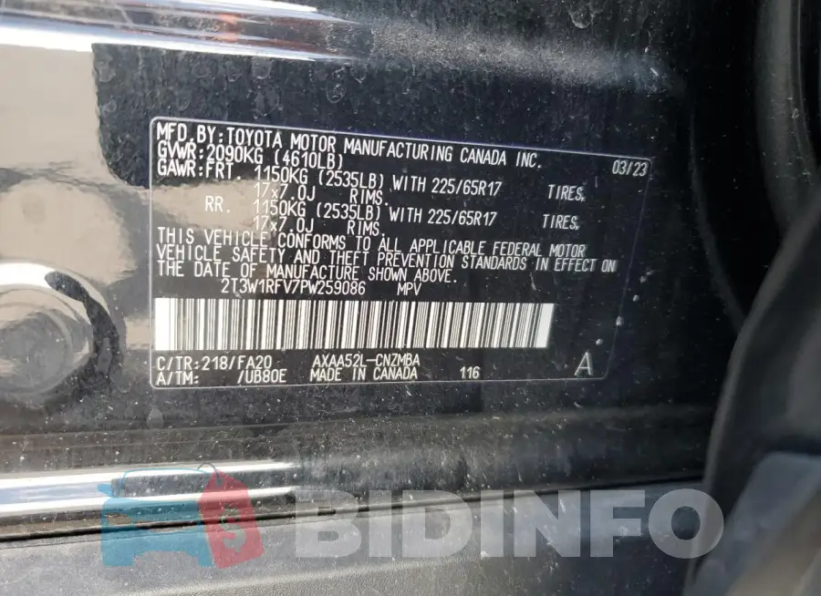 2T3W1RFV7PW259086 Photo# 13