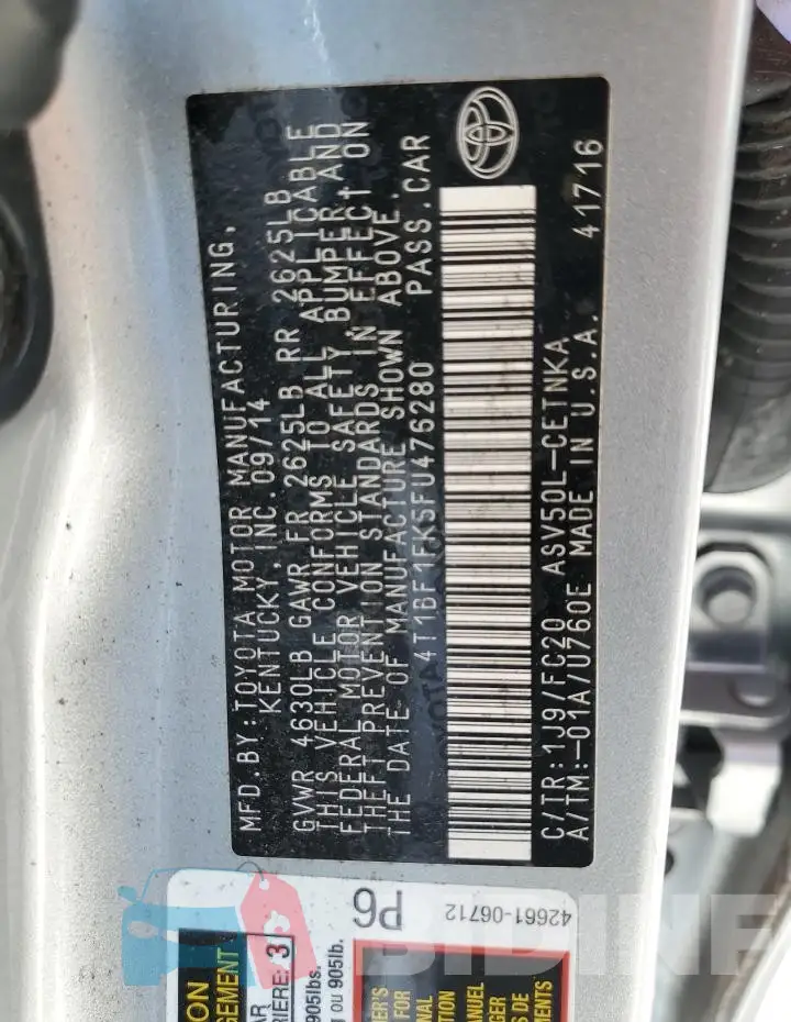 4T1BF1FK5FU476280 Photo# 12
