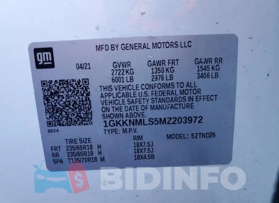 1GKKNMLS5MZ203972 Photo# 13