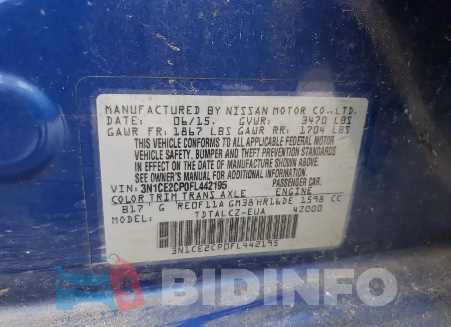 3N1CE2CP0FL442195 Photo# 13