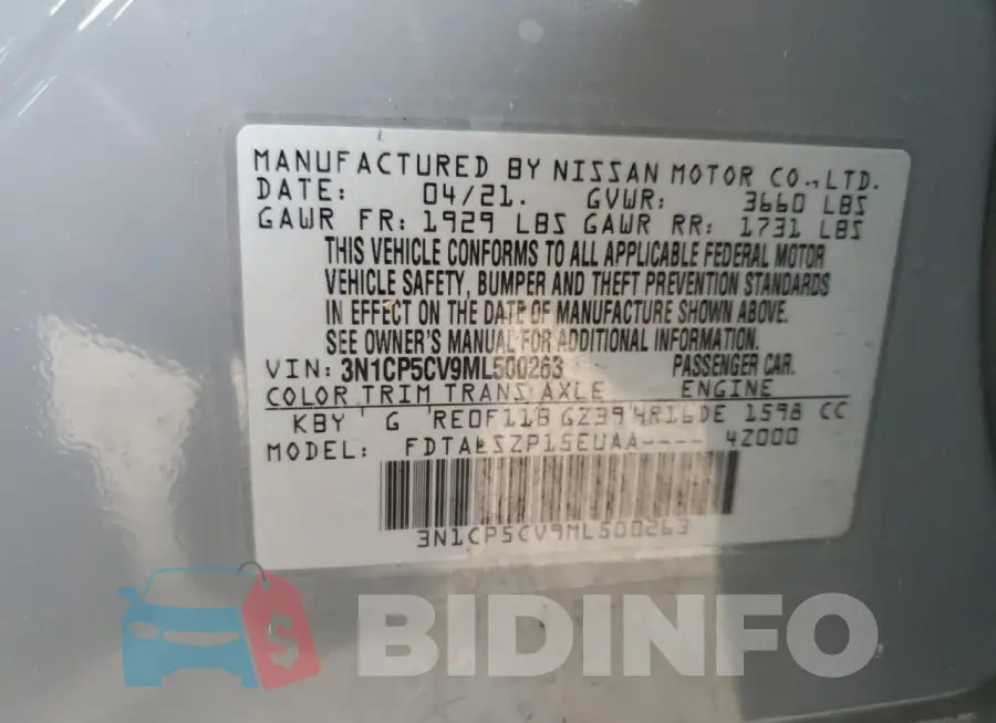 3N1CP5CV9ML500263 Photo# 13