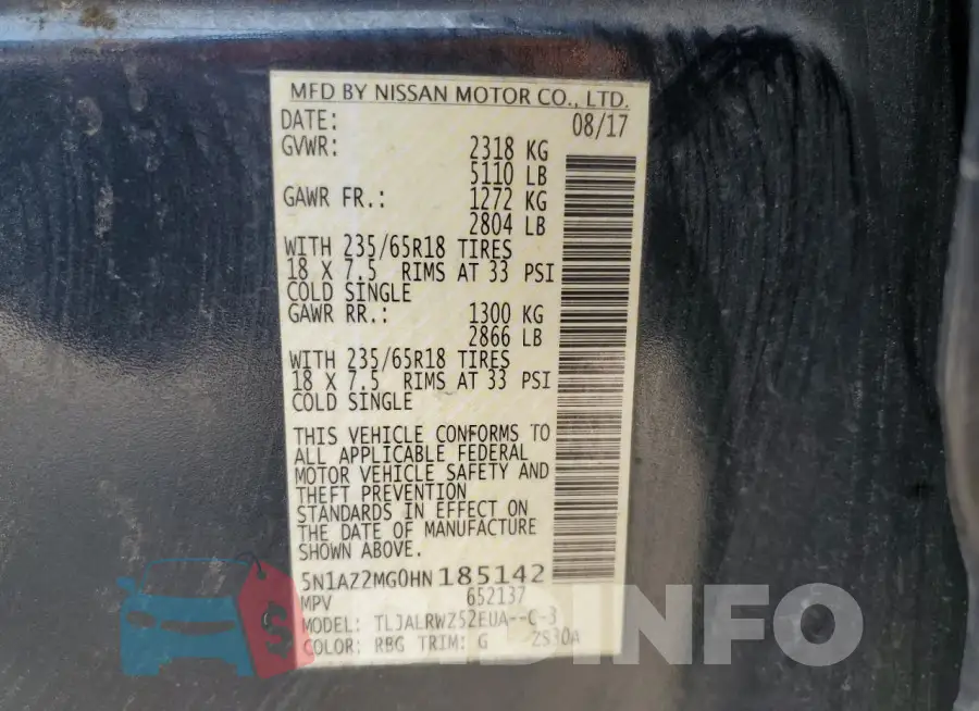 5N1AZ2MG0HN185142 Photo# 14