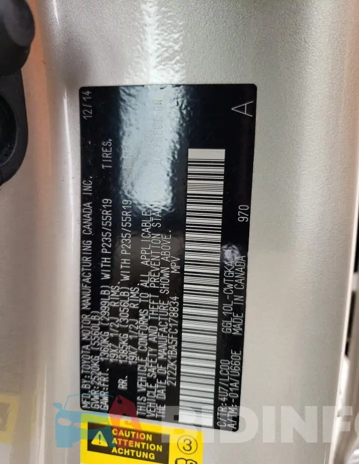 2T2ZK1BA5FC178834 Photo# 13