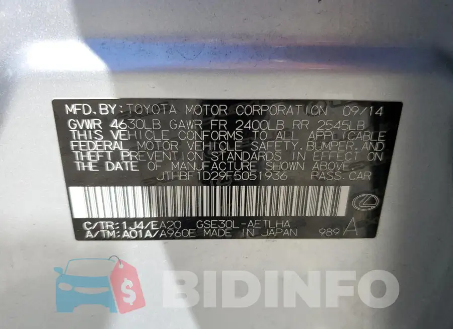 JTHBF1D29F5051936 Photo# 13