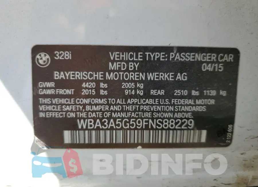 WBA3A5G59FNS88229 Photo# 12