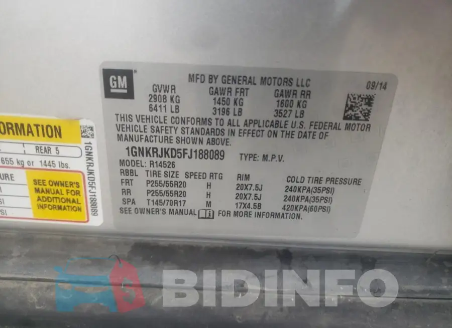 1GNKRJKD5FJ188089 Photo# 12