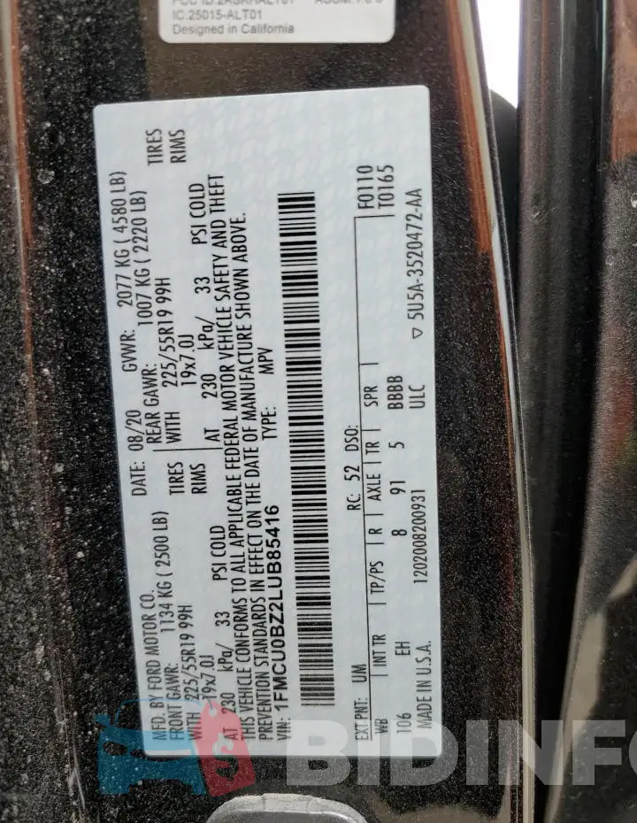 1FMCU0BZ2LUB85416 Photo# 12