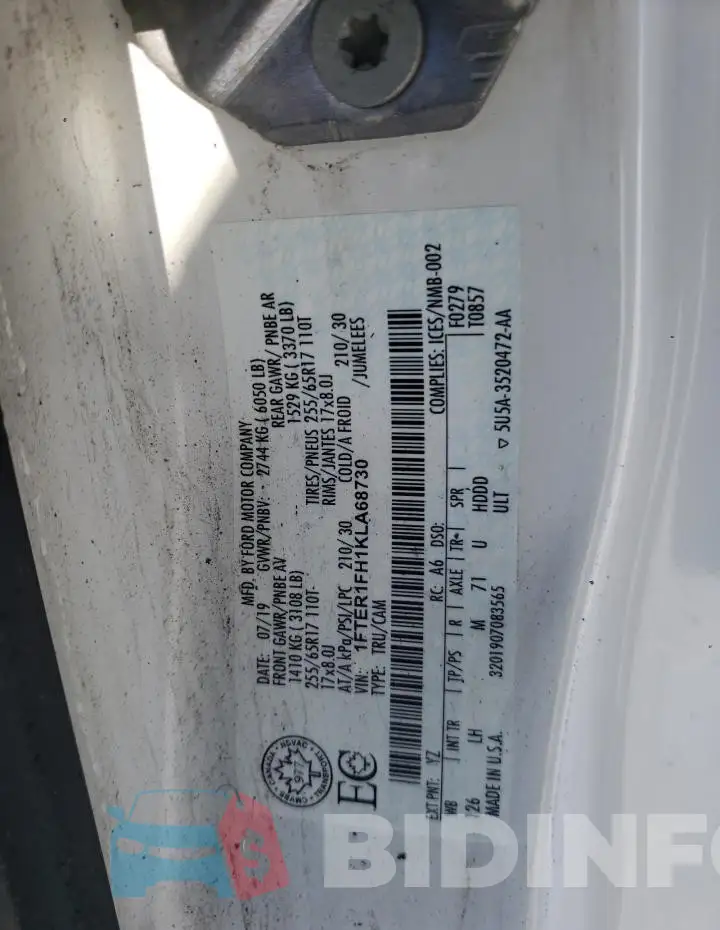 1FTER1FH1KLA68730 Photo# 12