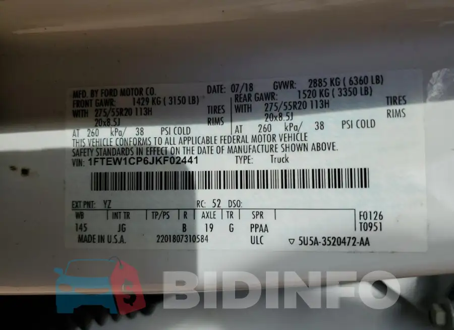 1FTEW1CP6JKF02441 Photo# 13