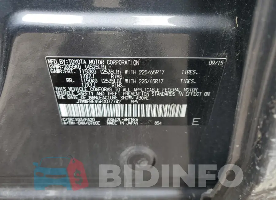 JTMWFREV5FD077742 Photo# 12