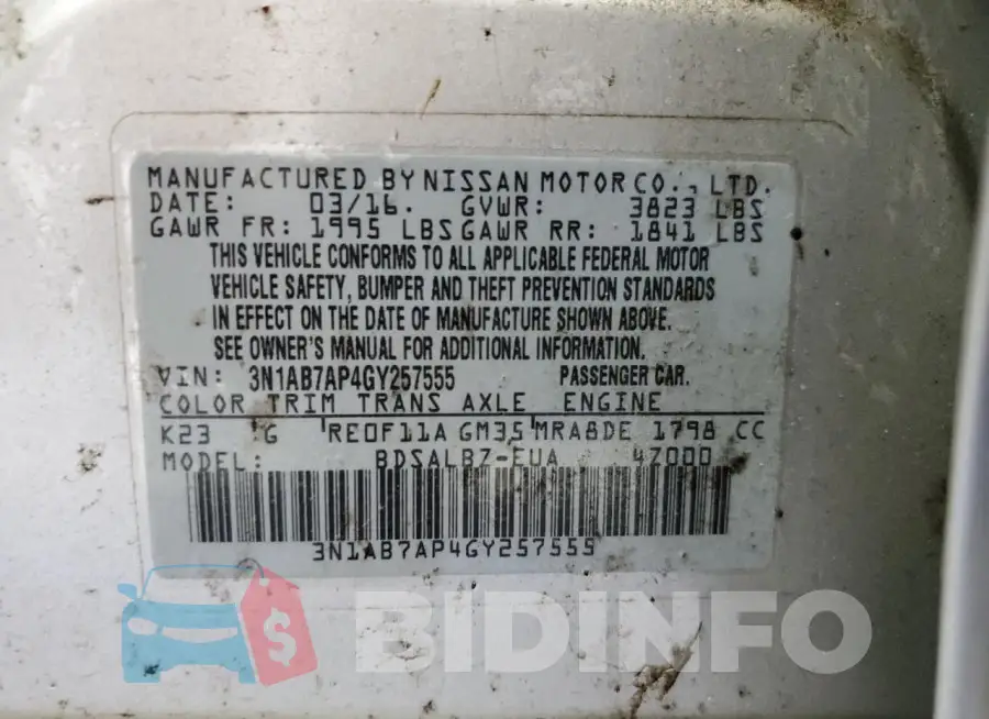 3N1AB7AP4GY257555 Photo# 12