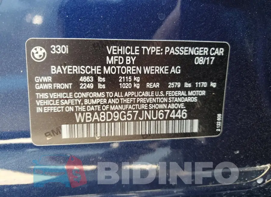 WBA8D9G57JNU67446 Photo# 12