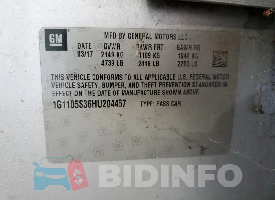 1G1105S36HU204467 Photo# 12