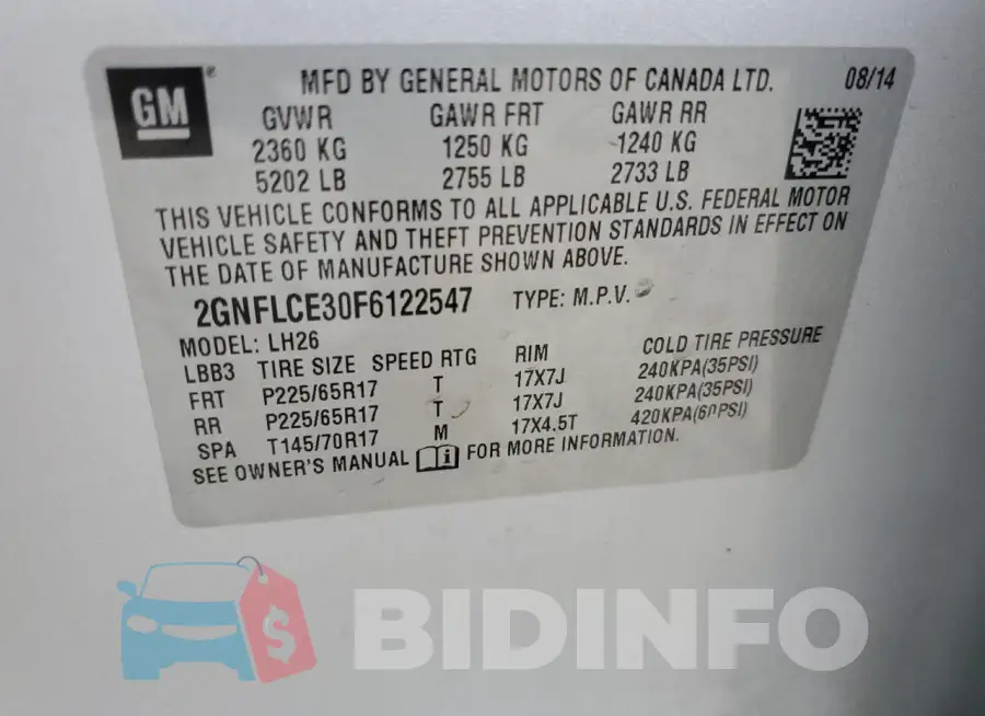 2GNFLCE30F6122547 Photo# 14