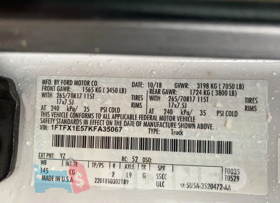1FTFX1E57KFA35067 Photo# 10