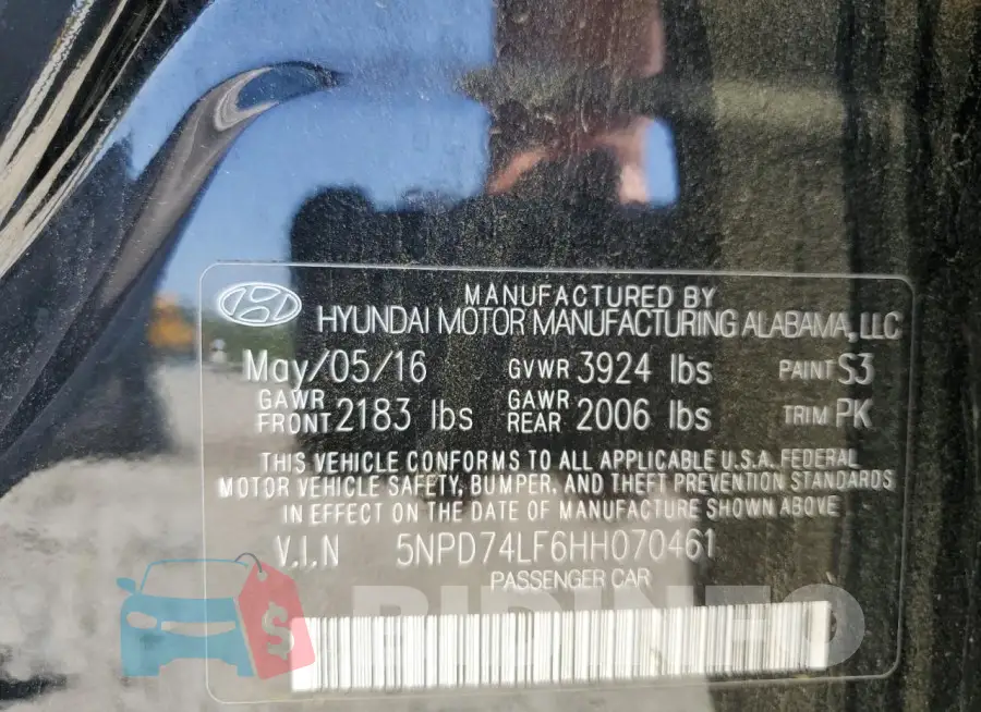 5NPD74LF6HH070461 Photo# 12