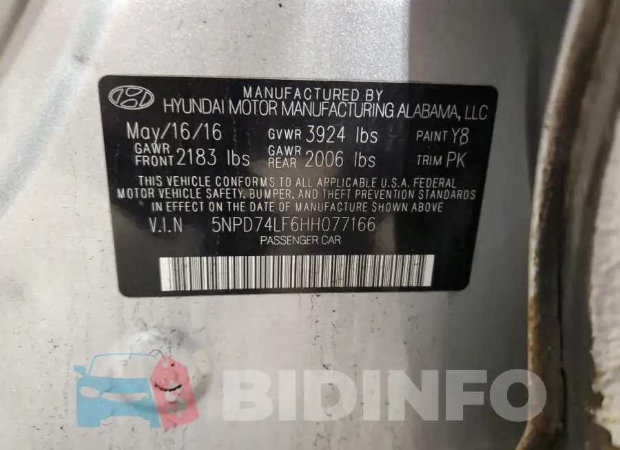 5NPD74LF6HH077166 Photo# 12