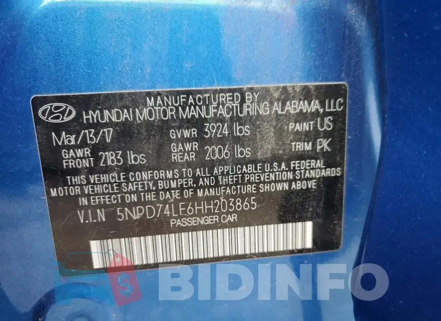 5NPD74LF6HH203865 Photo# 12