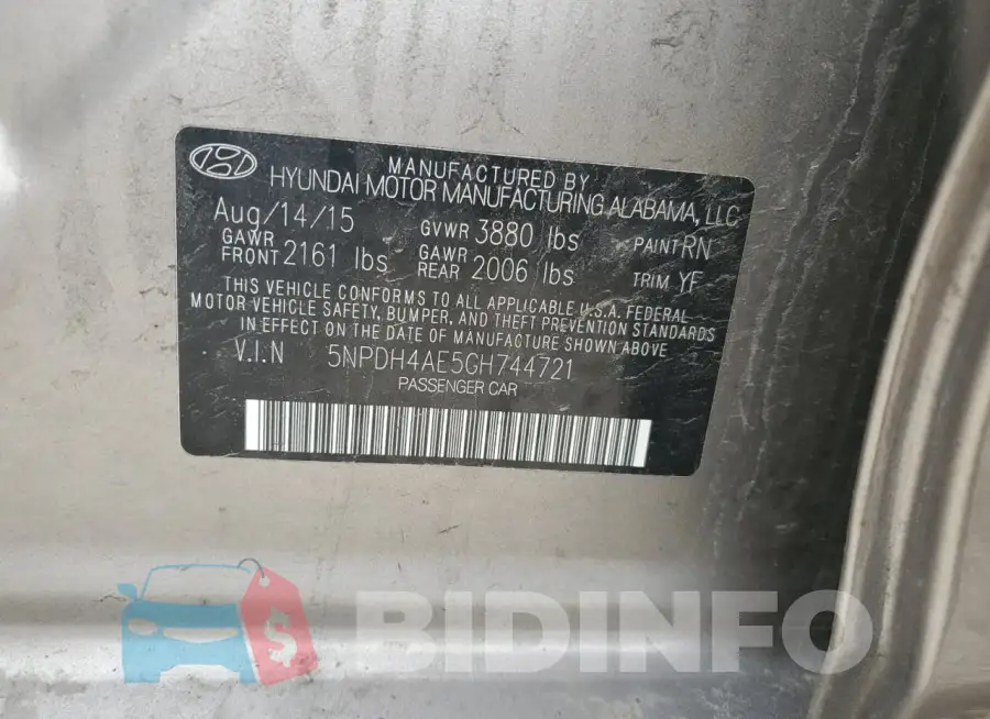 5NPDH4AE5GH744721 Photo# 12