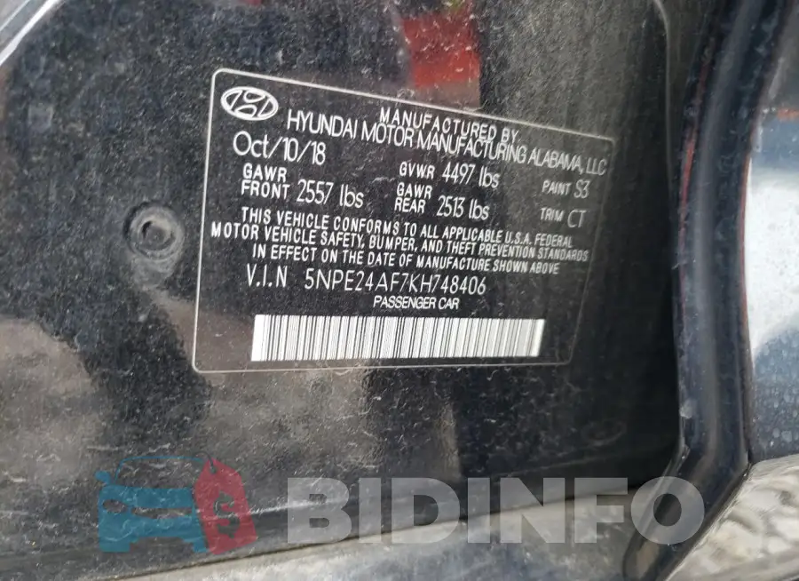 5NPE24AF7KH748406 Photo# 13