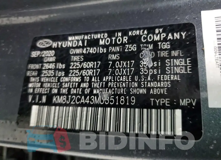 KM8J2CA43MU351819 Photo# 13