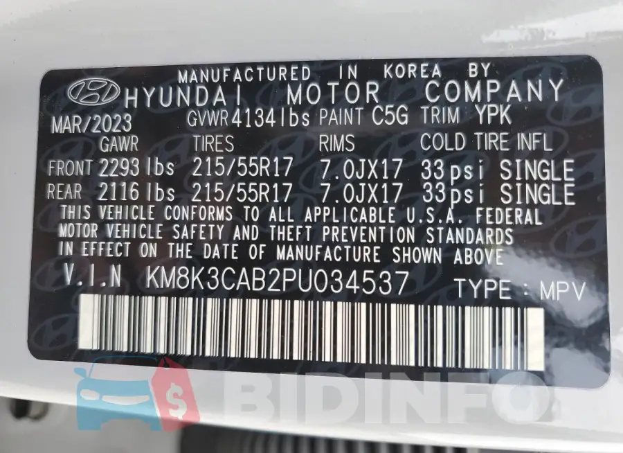 KM8K3CAB2PU034537 Photo# 12