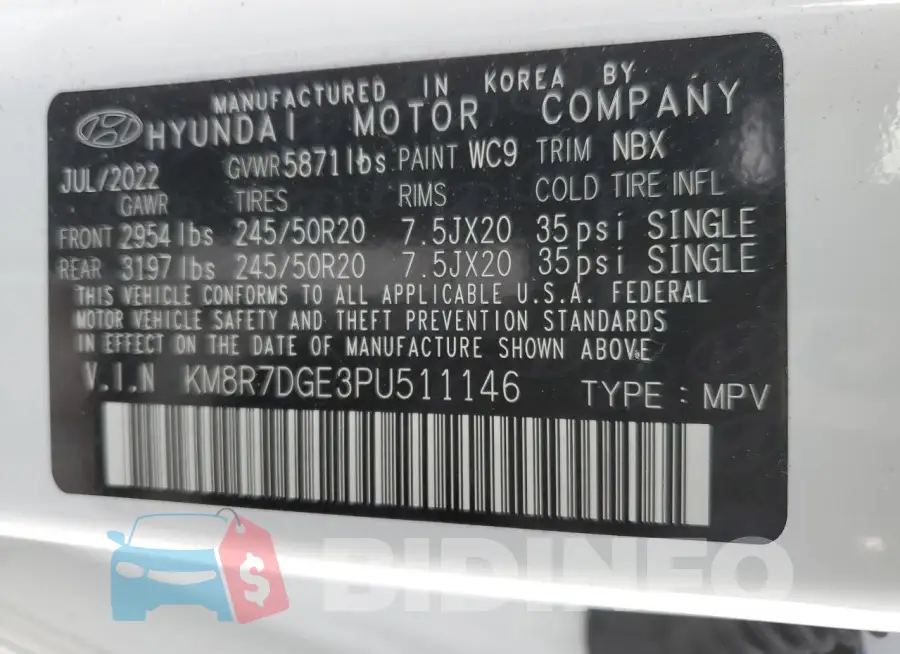 KM8R7DGE3PU511146 Photo# 13