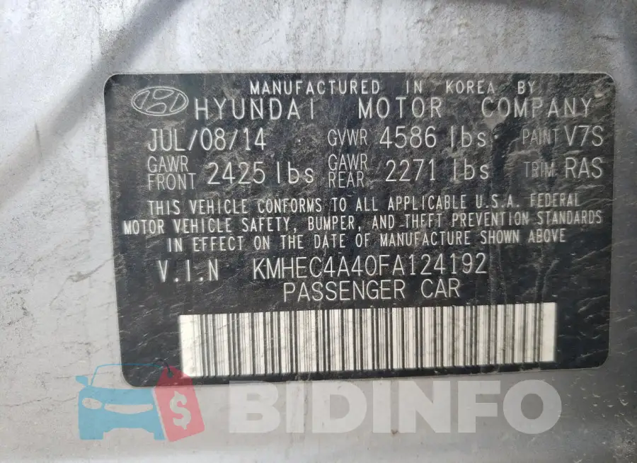 KMHEC4A40FA124192 Photo# 12