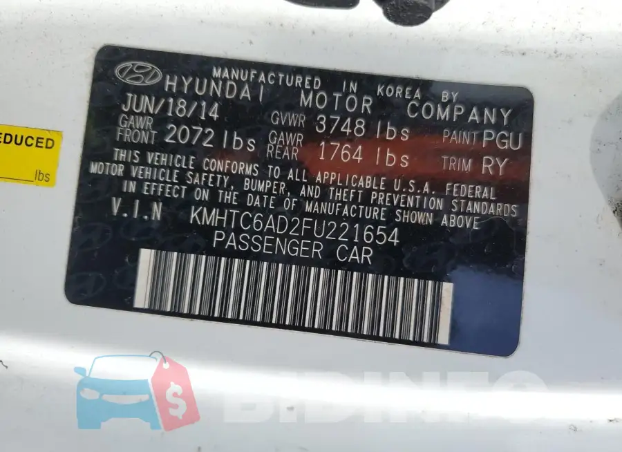 KMHTC6AD2FU221654 Photo# 12
