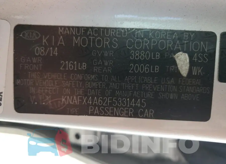 KNAFX4A62F5331445 Photo# 12
