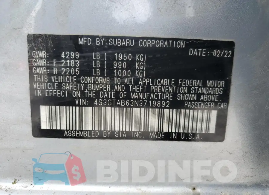 4S3GTAB63N3719892 Photo# 13