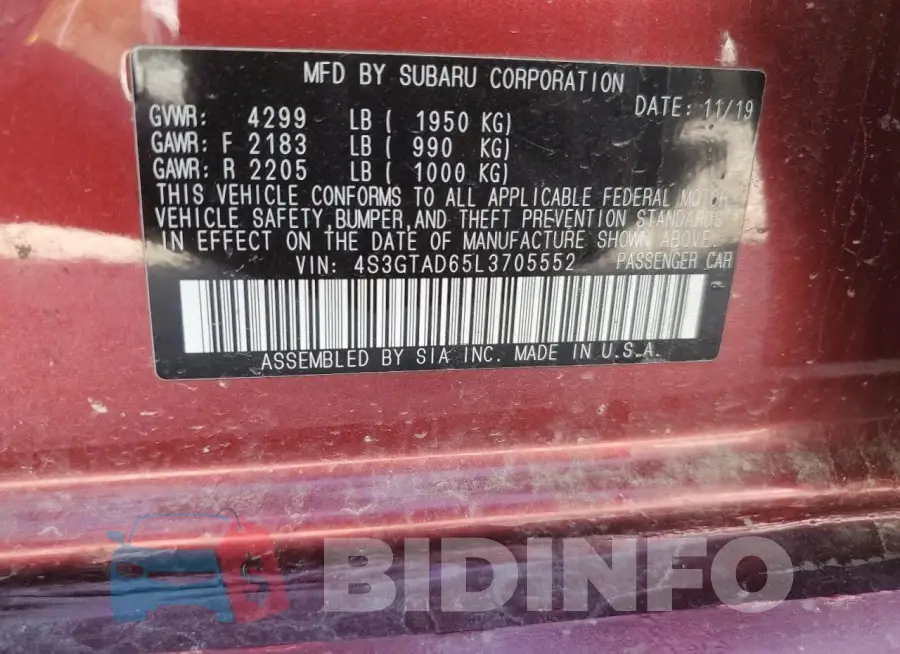 4S3GTAD65L3705552 Photo# 12