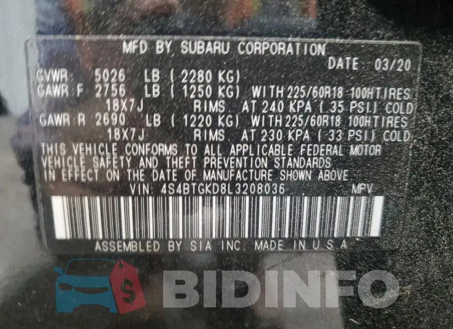 4S4BTGKD8L3208036 Photo# 13