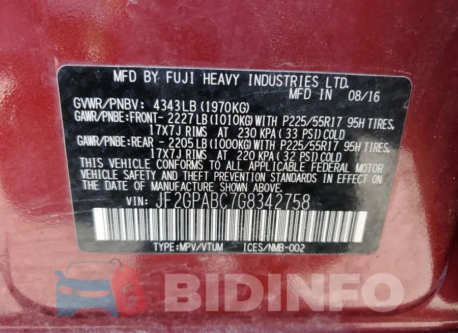 JF2GPABC7G8342758 Photo# 13