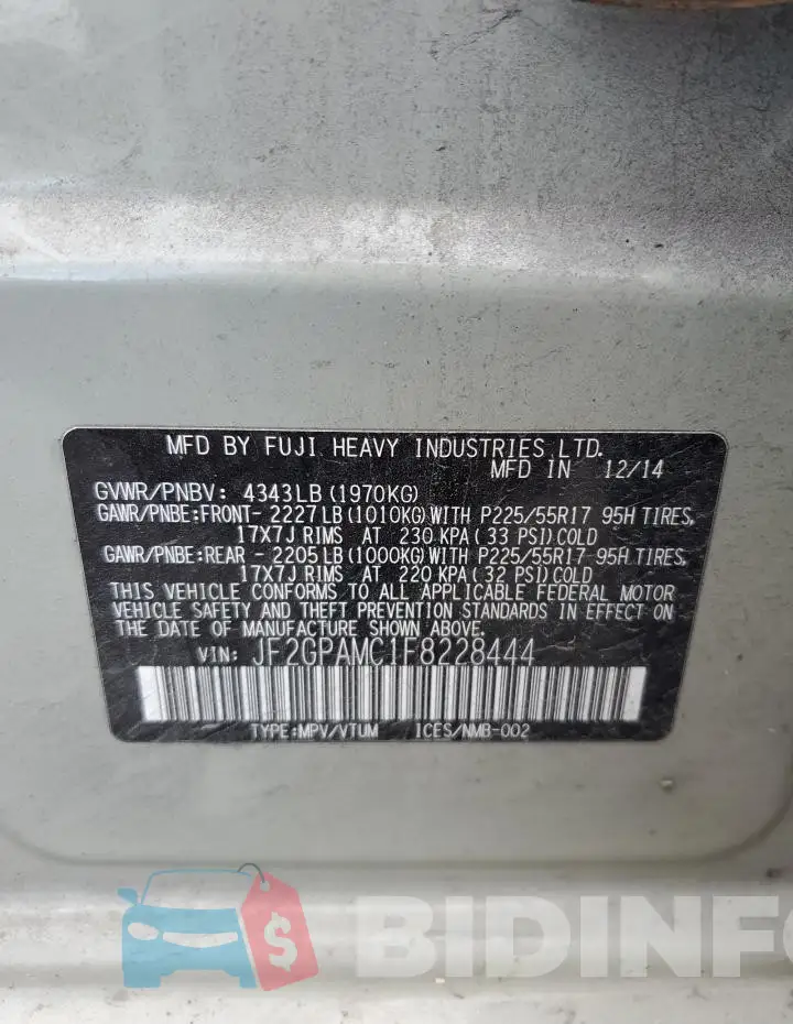 JF2GPAMC1F8228444 Photo# 14