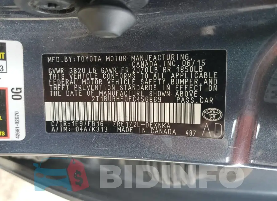 2T1BURHE0FC456869 Photo# 12