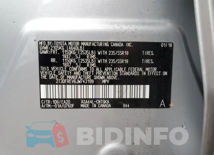 2T3DFREV6JW743199 Photo# 13