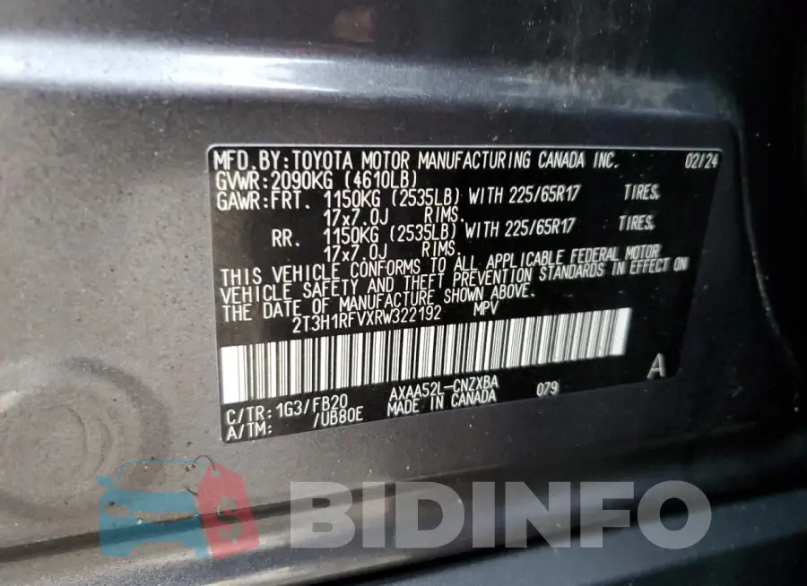 2T3H1RFVXRW322192 Photo# 13