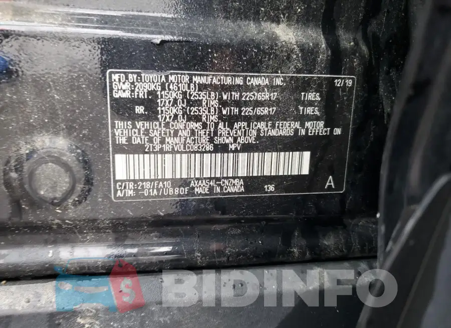 2T3P1RFV0LC083286 Photo# 13