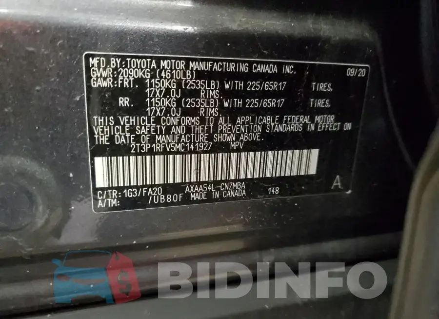 2T3P1RFV5MC141927 Photo# 12