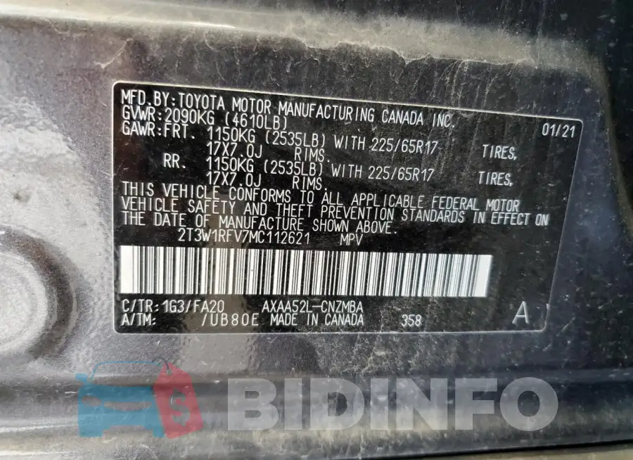 2T3W1RFV7MC112621 Photo# 13