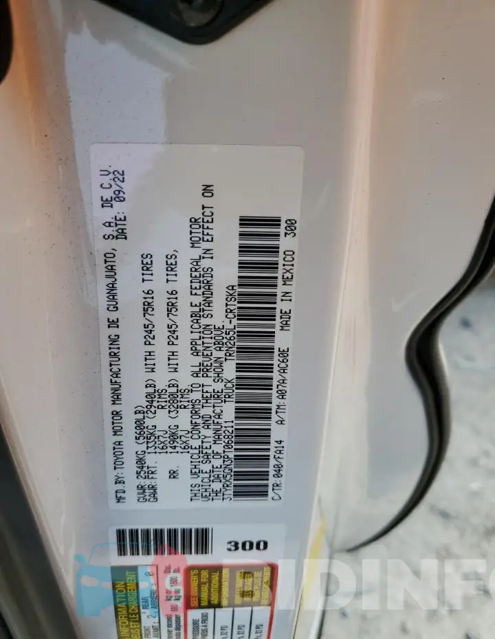 3TYRX5GN3PT068211 Photo# 12
