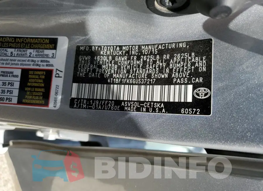 4T1BF1FK6GU537217 Photo# 12