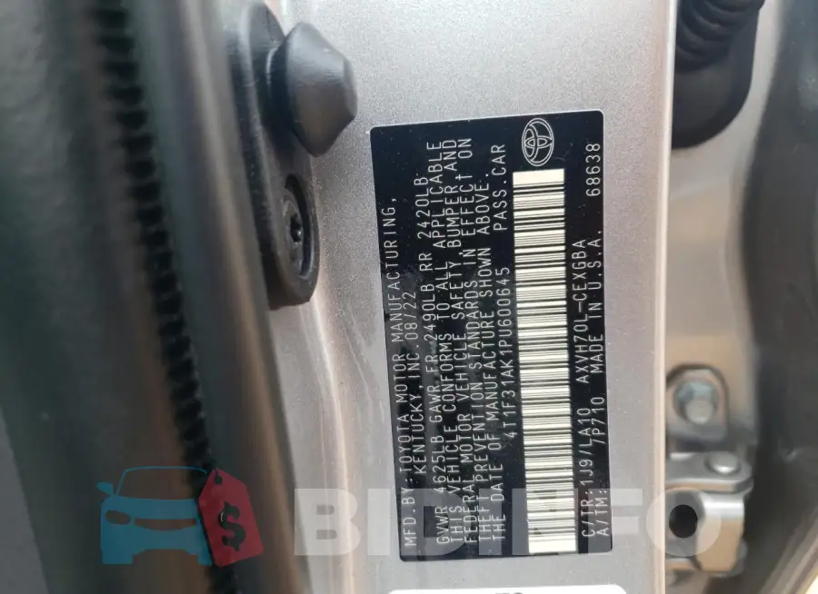4T1F31AK1PU600645 Photo# 13