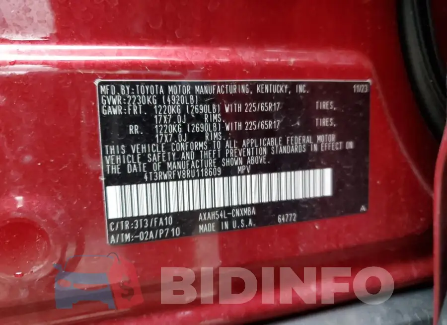 4T3RWRFV8RU118609 Photo# 14