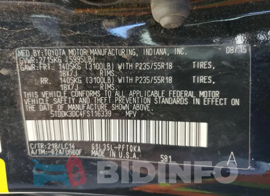 5TDDK3DC4FS116339 Photo# 13