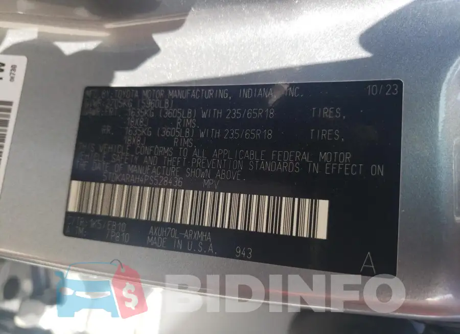 5TDKARAH4PS528436 Photo# 12