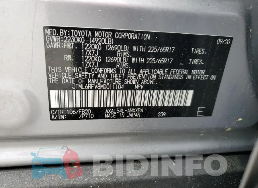 JTML6RFV8MD011104 Photo# 13